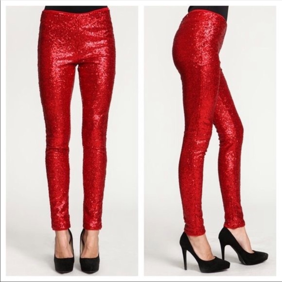 red sequin leggings